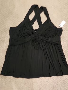 NEW Lane Bryant Black Crisscross Strap Women's Top 22/24 NEW